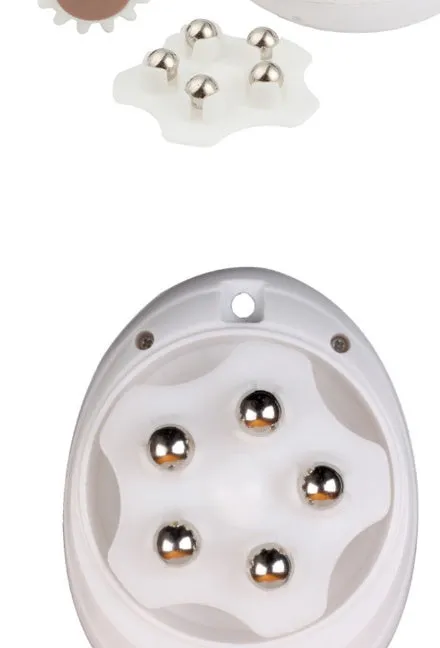 3D muscle shaping machine electric body massager with swivel wheel in white and coffee