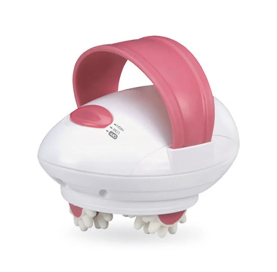3D muscle shaping machine electric body massager with swivel wheel in white and coffee