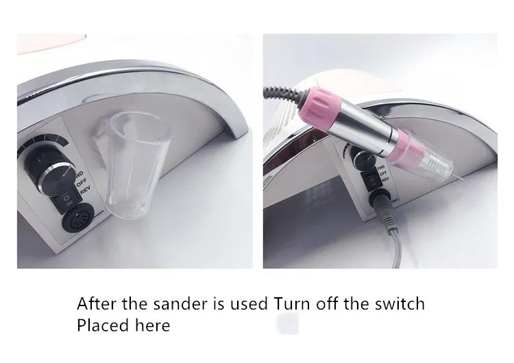 Pink multi-function nail cleaner with curing lamp, vacuum, and phone charging port, 35x30x11 cm