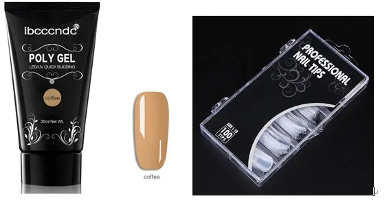 100-piece boxed nail crystal extension kit with mouse lamp and glue in assorted colours