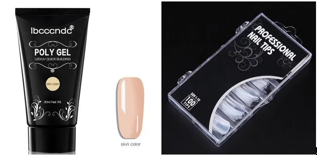 100-piece boxed nail crystal extension kit with mouse lamp and glue in assorted colours