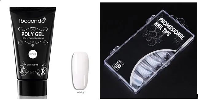 100-piece boxed nail crystal extension kit with mouse lamp and glue in assorted colours