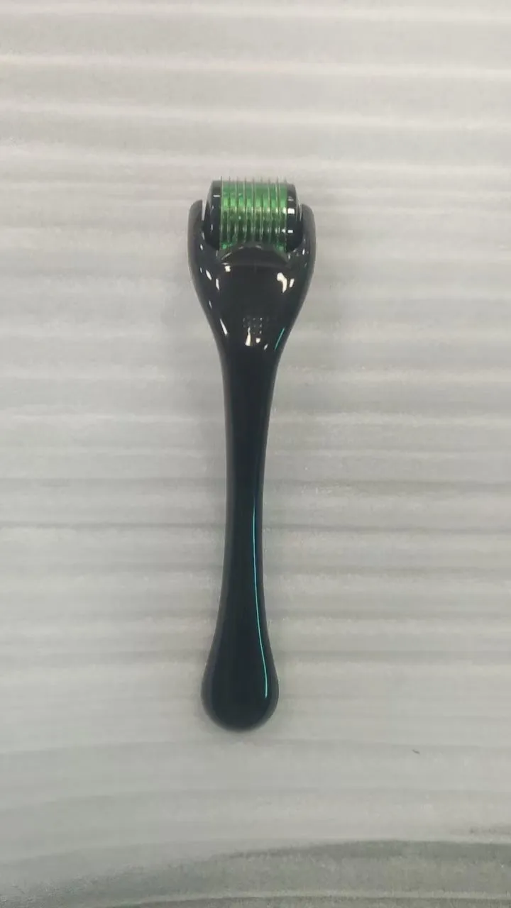 Micro needle derma roller with 540 needles in PC material showing handle and wheel colour options
