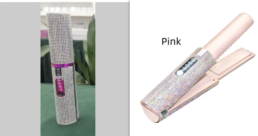 2-in-1 electric USB hair straightening brush with ceramic coating in green