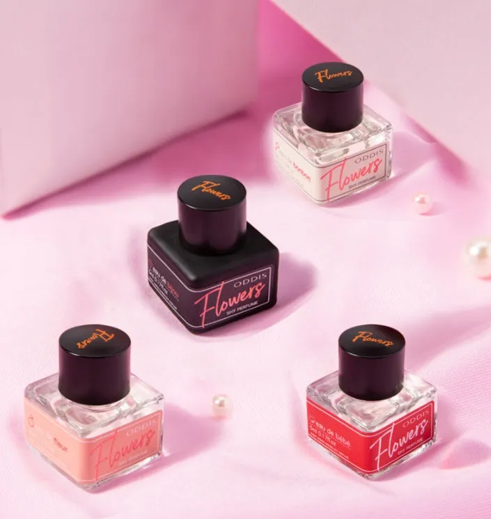 Garden private perfume 5ml roll-on in black bottle with rose, peach, sweet, and violet fragrance options