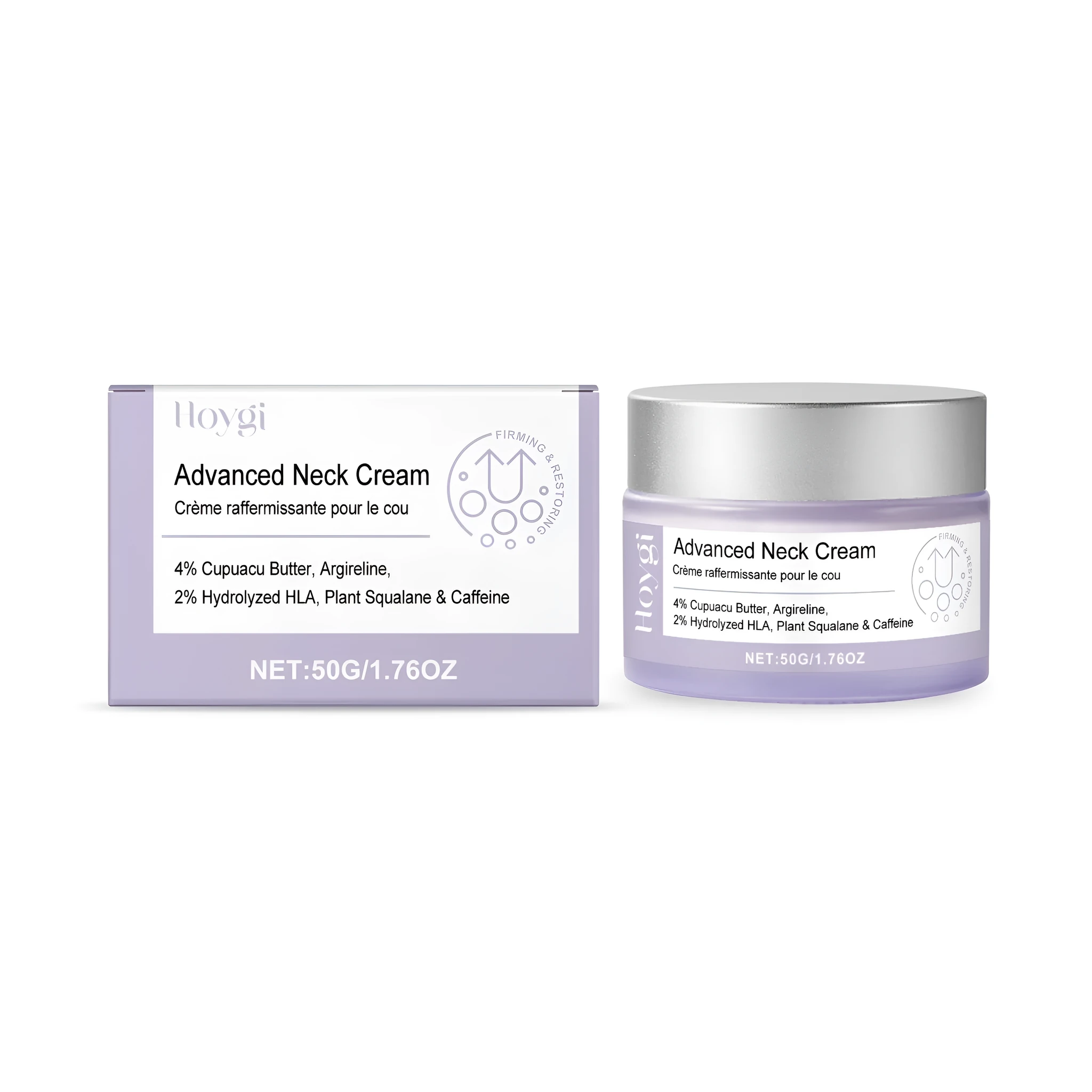 Advanced Neck Cream 50g jar with anti-aging peptide and caffeine formula for firming neck and décolletage skin
