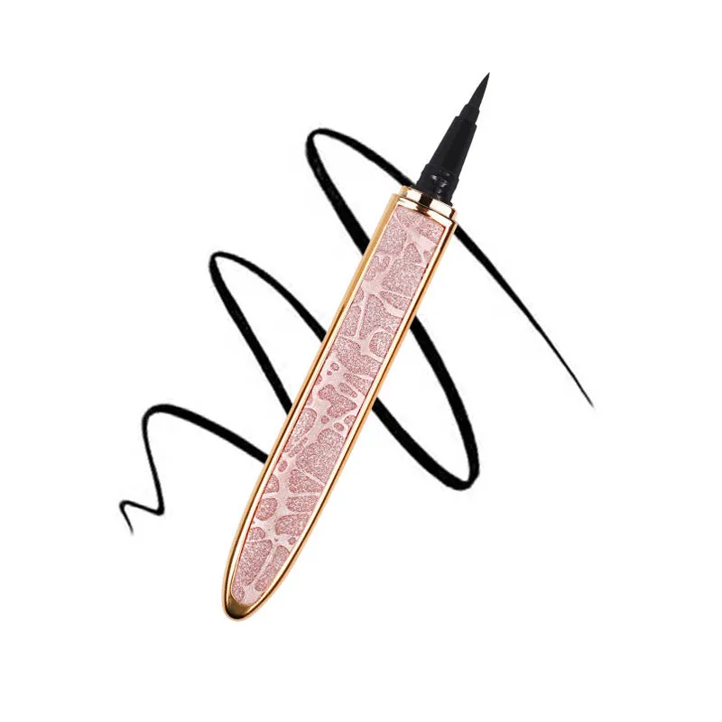 Black self-adhesive liquid eyeliner pen, 139x17mm, with waterproof and quick-drying formula, on a white background.