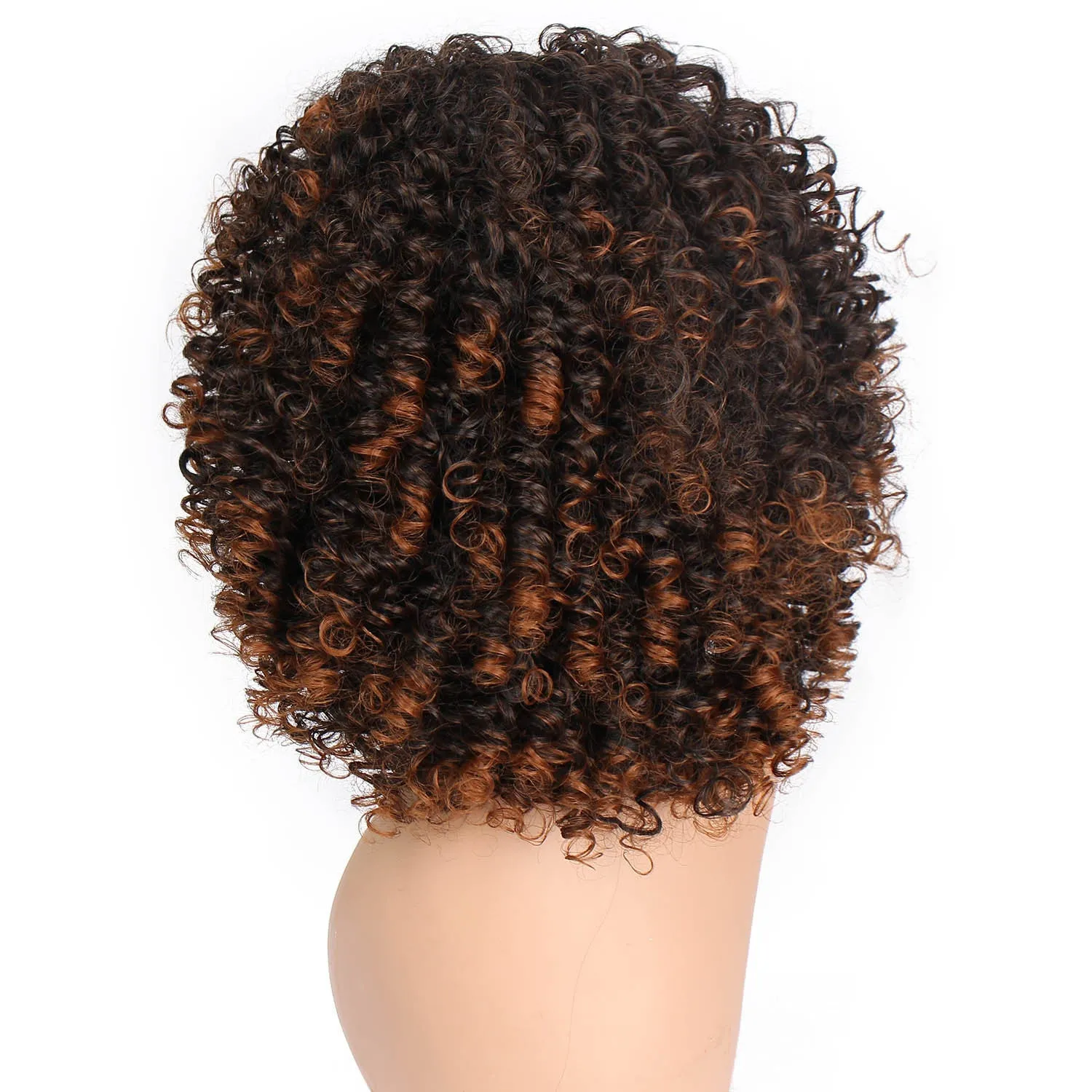 Brown full mechanism chemical fibre high temperature silk wig 16 inch 40cm length on display