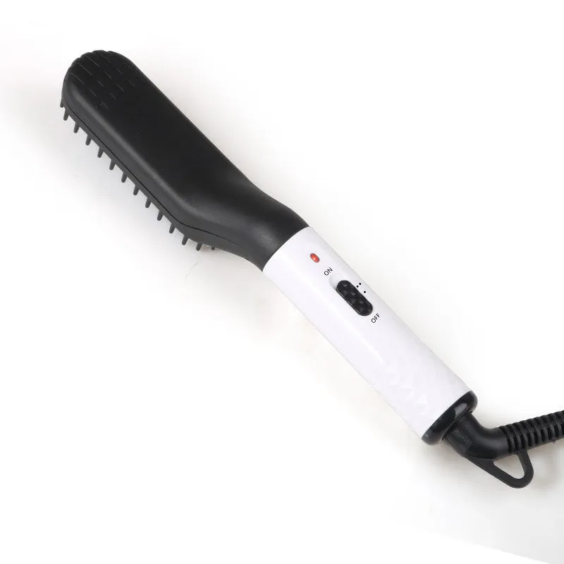 Gold multifunctional hair straightener comb for men with MCH technology and two temperature modes, including ceramic teeth and rubber anti-scald layer