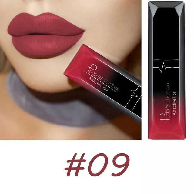8ml matte lip gloss with 21 colour options, long-lasting waterproof finish in a tube