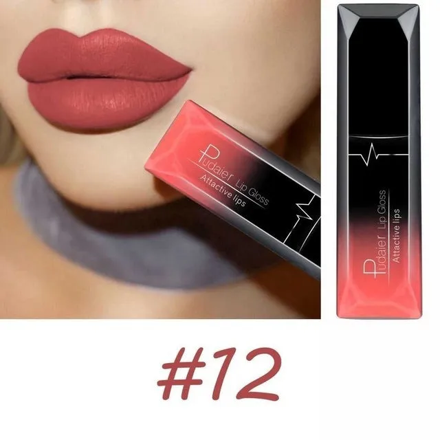8ml matte lip gloss with 21 colour options, long-lasting waterproof finish in a tube