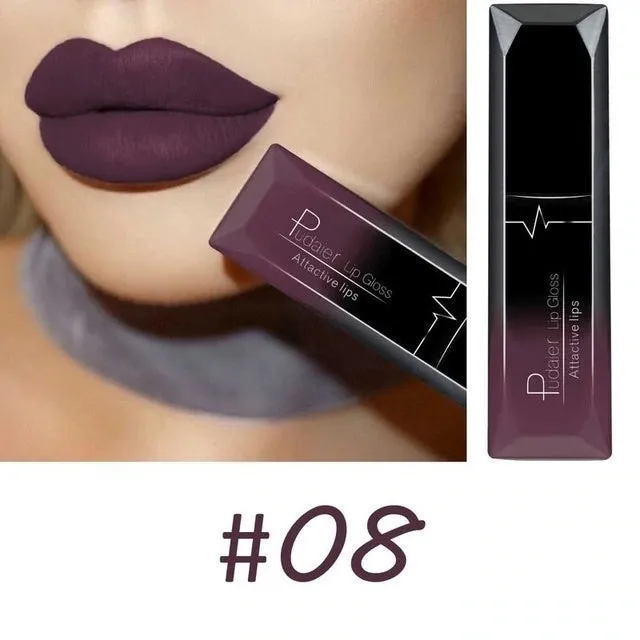 8ml matte lip gloss with 21 colour options, long-lasting waterproof finish in a tube