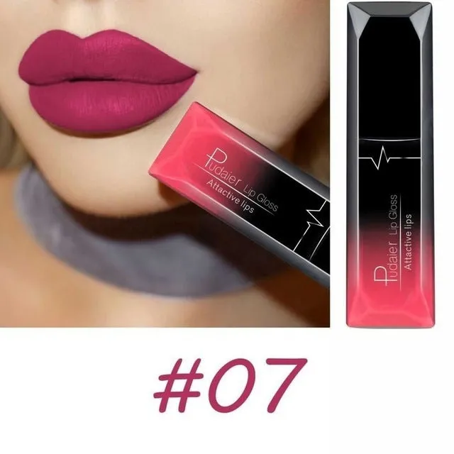 8ml matte lip gloss with 21 colour options, long-lasting waterproof finish in a tube