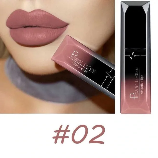 8ml matte lip gloss with 21 colour options, long-lasting waterproof finish in a tube