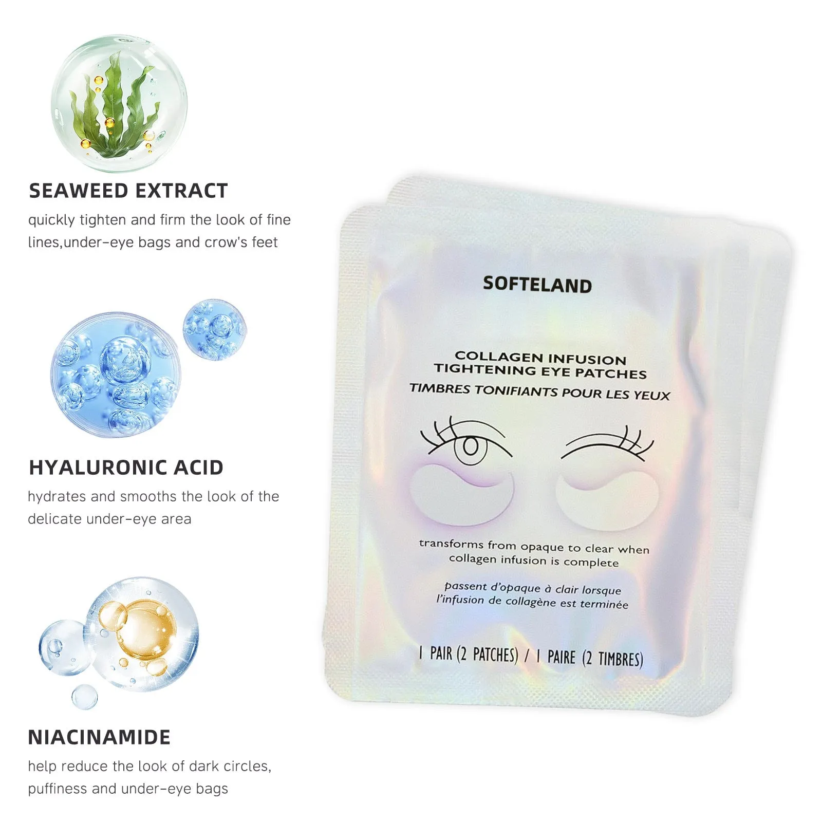 Collagen eye stickers boxed 8 bags no logo under eye patches beauty tool
