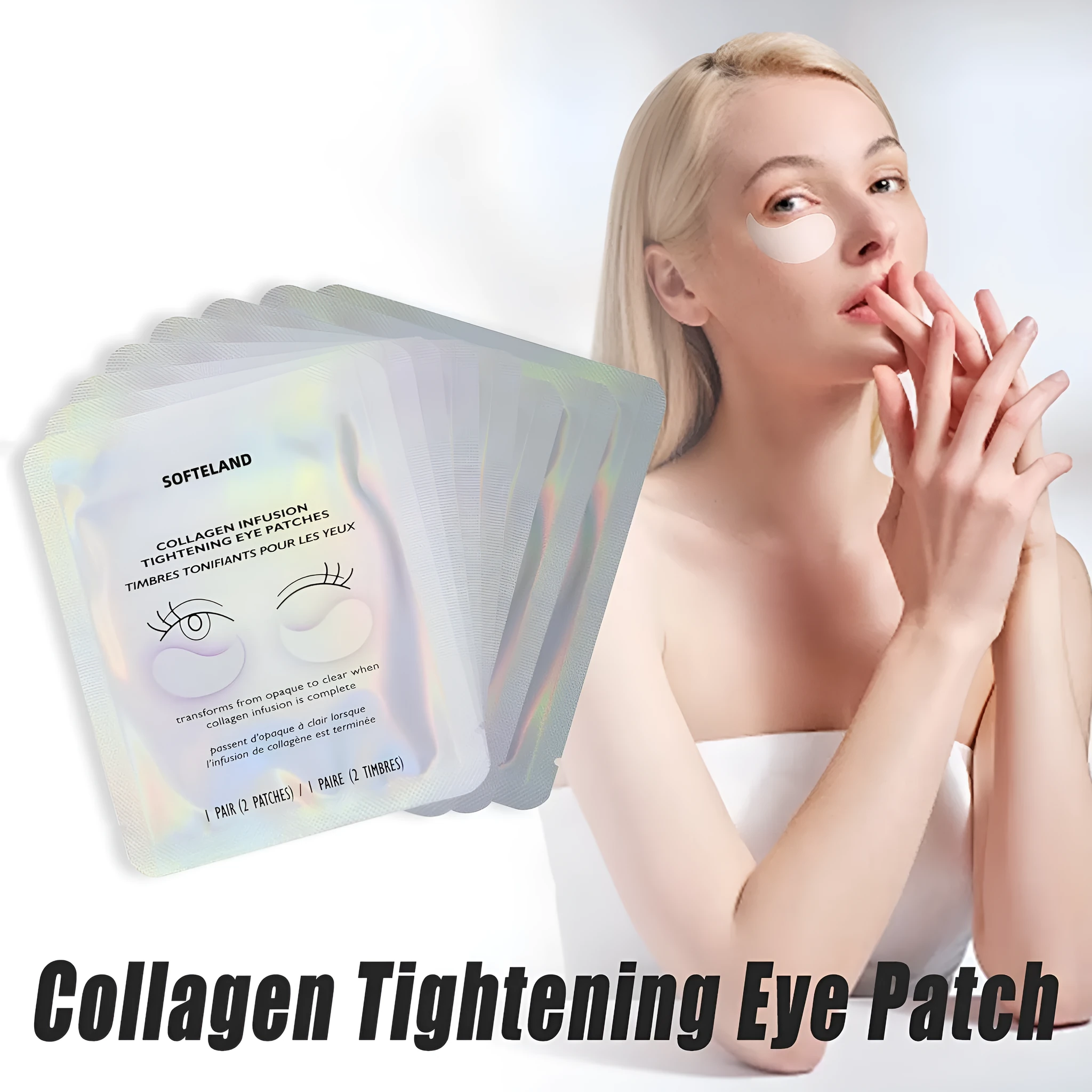 Collagen eye stickers boxed 8 bags no logo under eye patches beauty tool