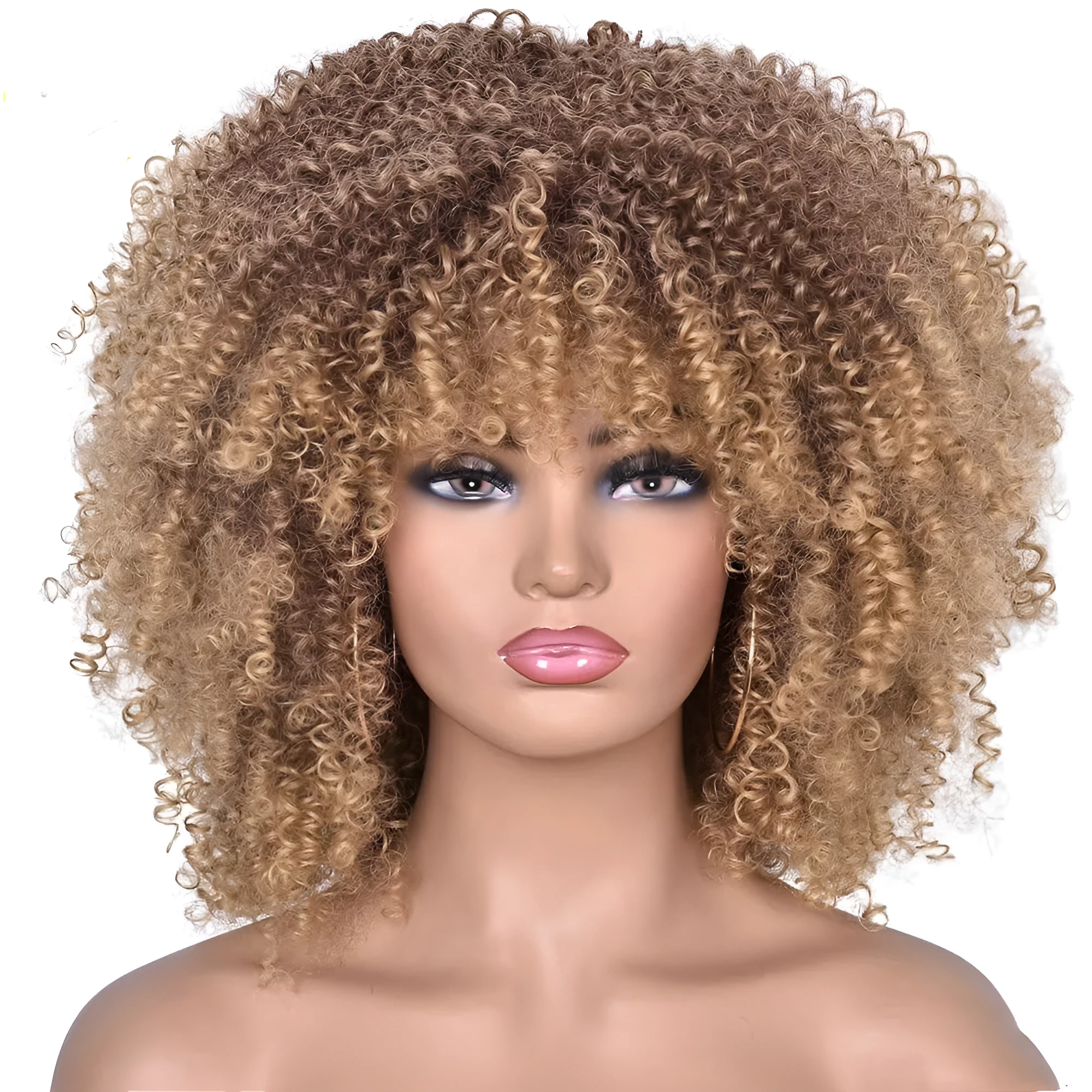 European and American short curly wig 14inch exotic style with slanted bangs synthetic hair