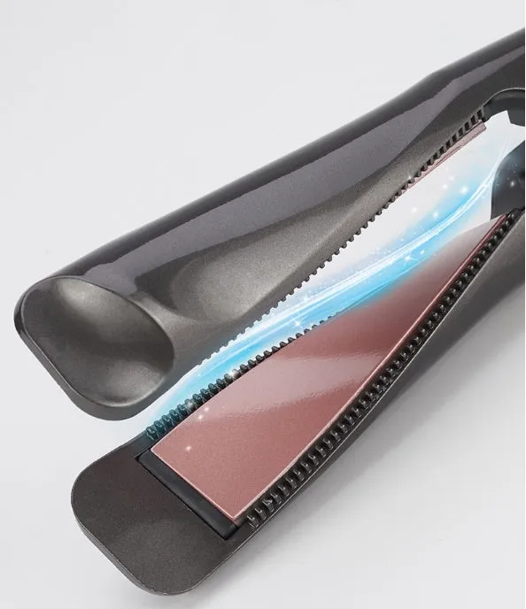 2-in-1 hair straightener and crimper with LCD screen and adjustable temperature dial, black colour, UK plug