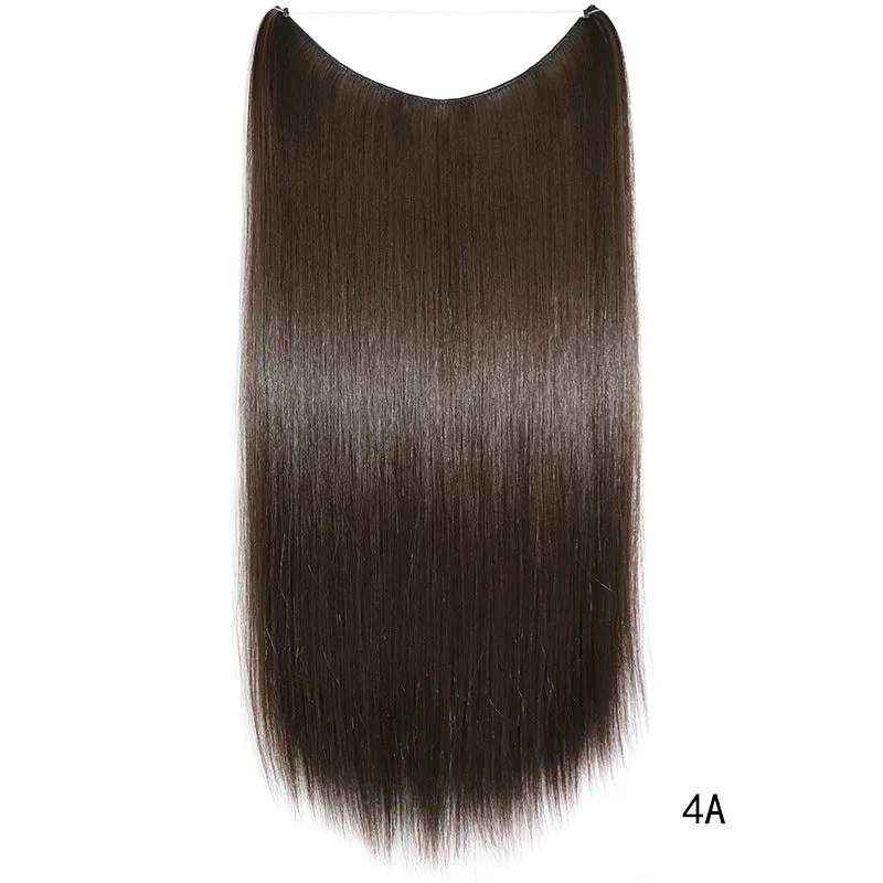 22 inch invisible wire no clips hair extension in silky straight synthetic with matte high temperature silk