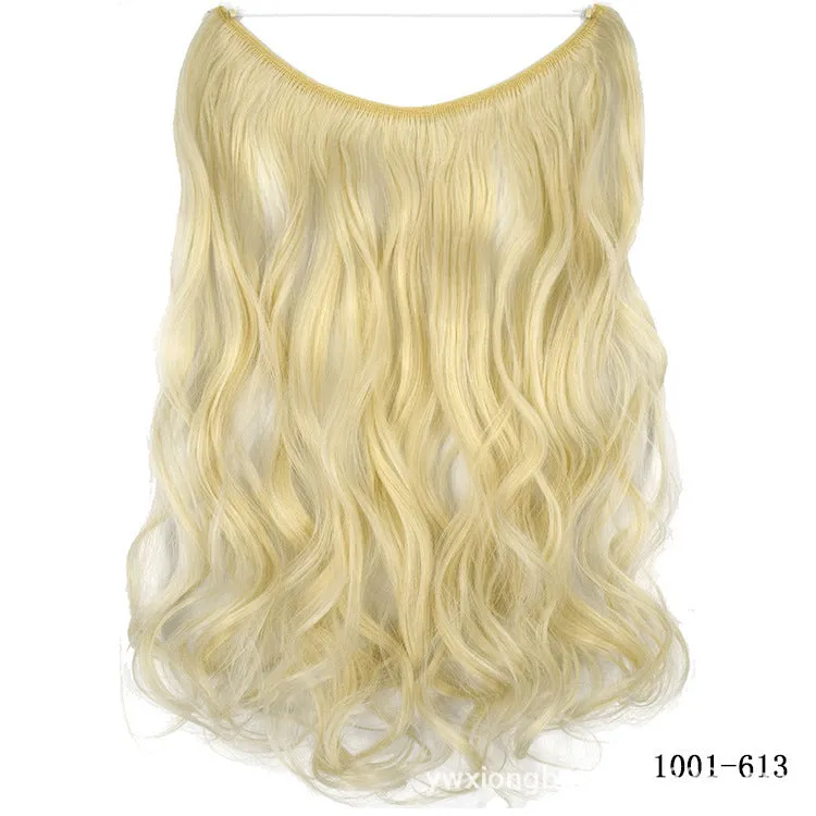 22 inch invisible wire no clips hair extension in silky straight synthetic with matte high temperature silk