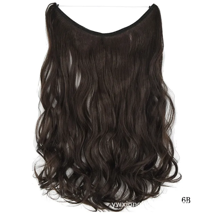 22 inch invisible wire no clips hair extension in silky straight synthetic with matte high temperature silk