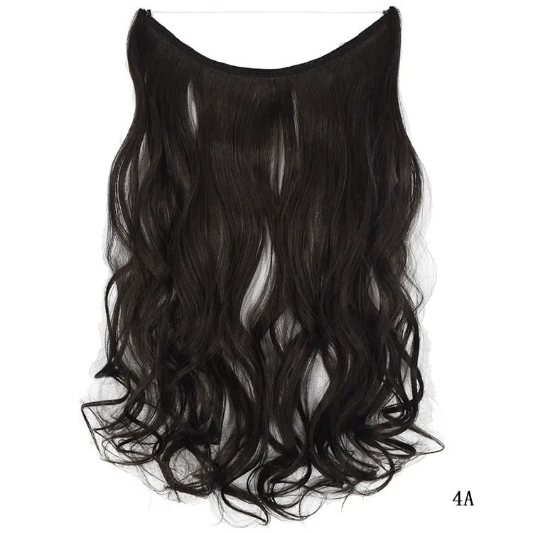 22 inch invisible wire no clips hair extension in silky straight synthetic with matte high temperature silk