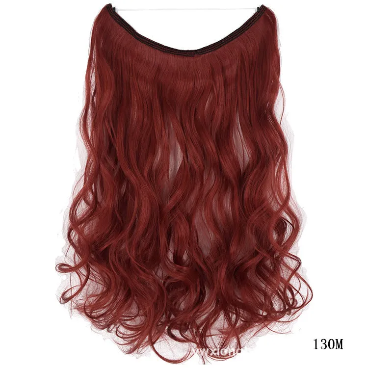 22 inch invisible wire no clips hair extension in silky straight synthetic with matte high temperature silk