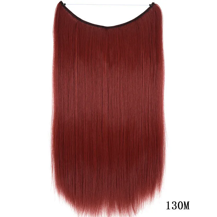 22 inch invisible wire no clips hair extension in silky straight synthetic with matte high temperature silk