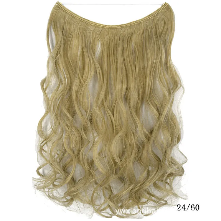22 inch invisible wire no clips hair extension in silky straight synthetic with matte high temperature silk