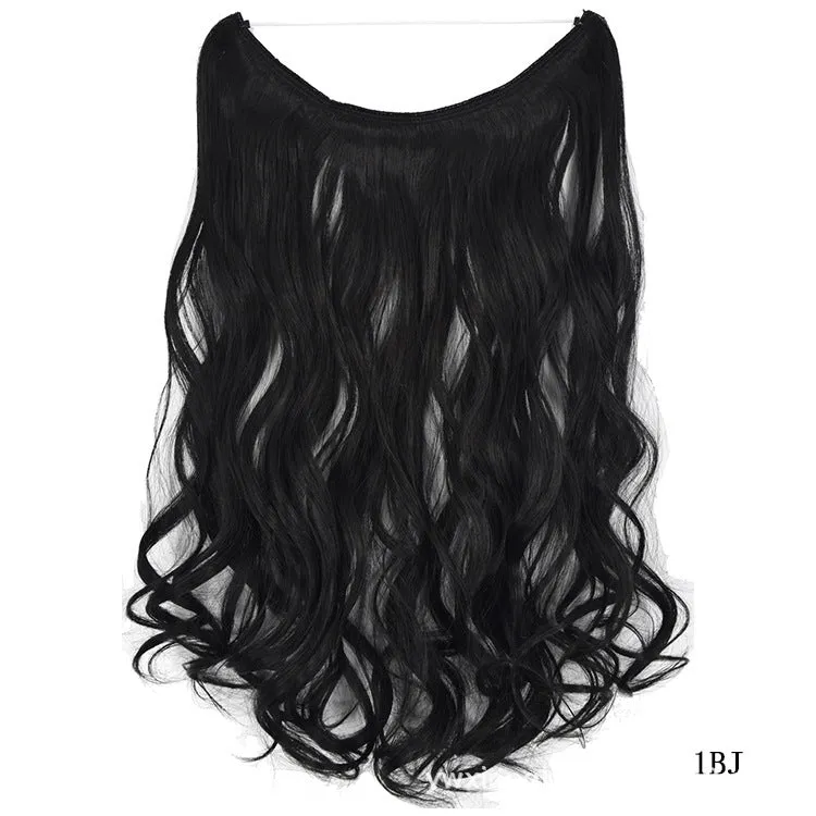 22 inch invisible wire no clips hair extension in silky straight synthetic with matte high temperature silk