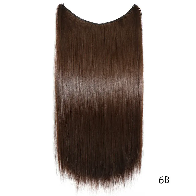 22 inch invisible wire no clips hair extension in silky straight synthetic with matte high temperature silk