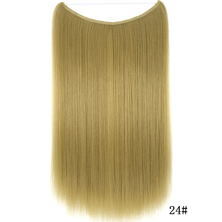 22 inch invisible wire no clips hair extension in silky straight synthetic with matte high temperature silk
