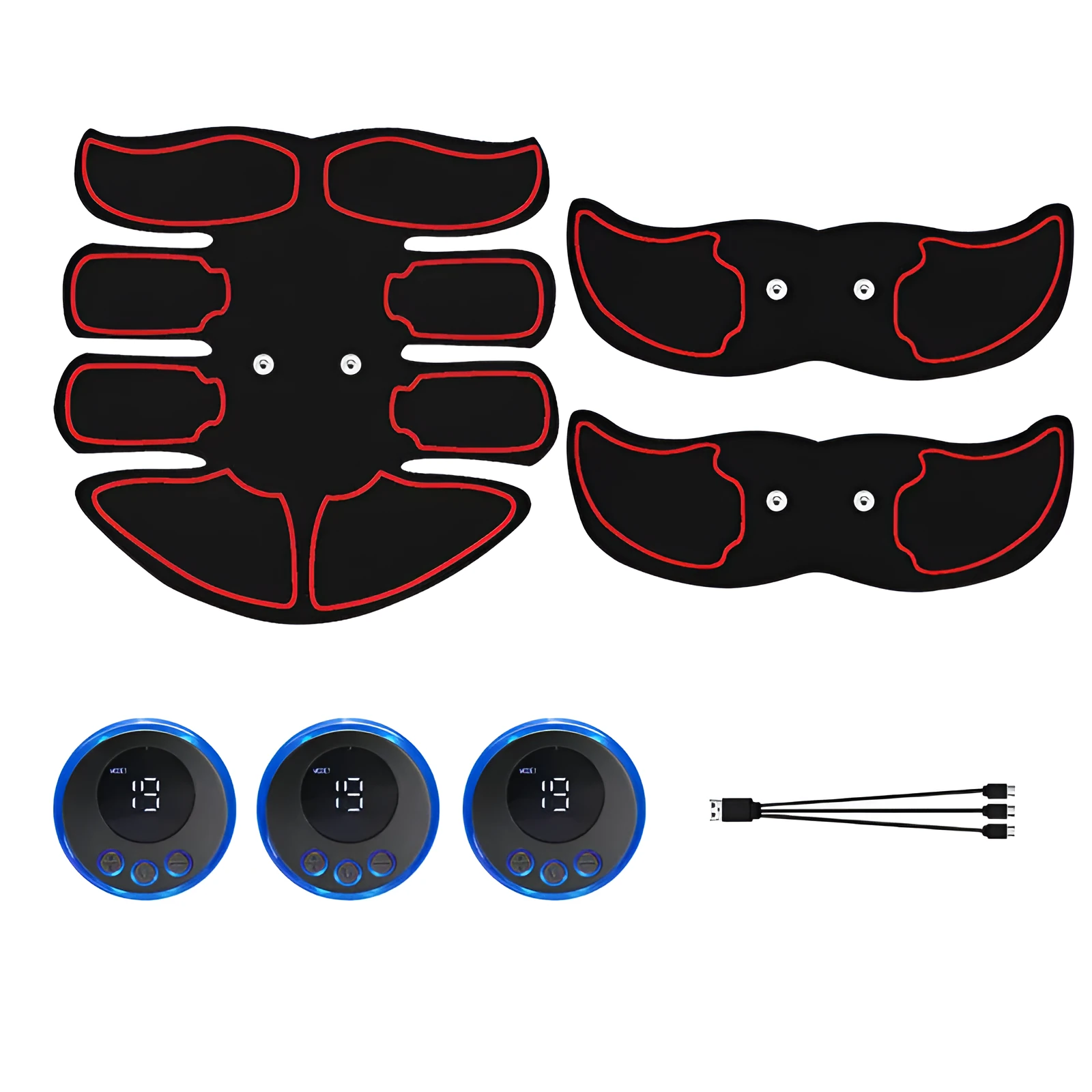 K81 digital display abdominal muscle patch set with charging function in red, blue and yellow edge options