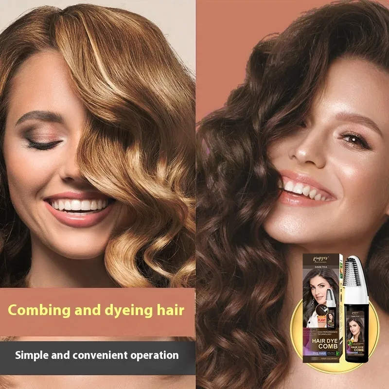 Hair dye kit with comb applicator in Brown, Dark Brown, and Wine Red 200ML bottles.