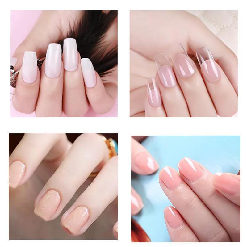 Clear nail polish art kit with resin gel, sponge, brush, and nail sticker for DIY manicure