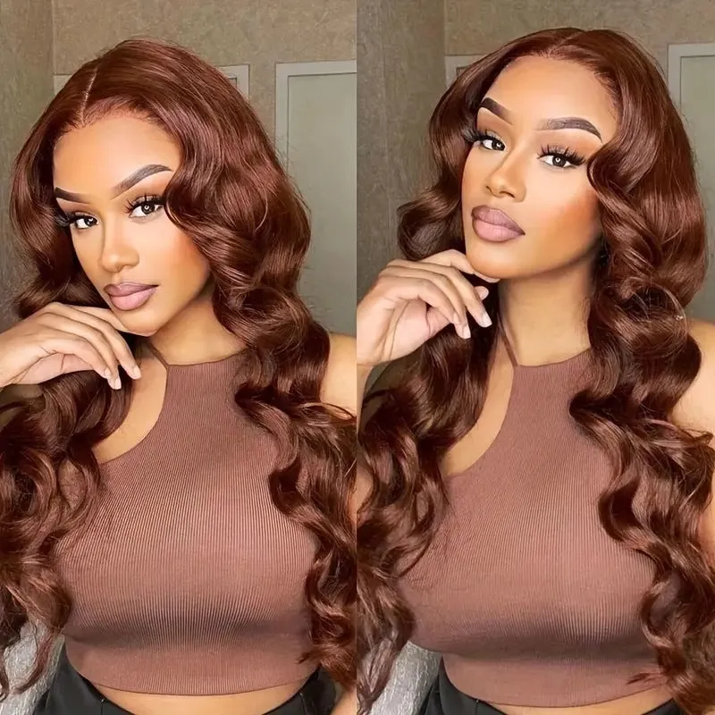 Women's long curly dark brown front lace wig with side bangs, exotic European American style