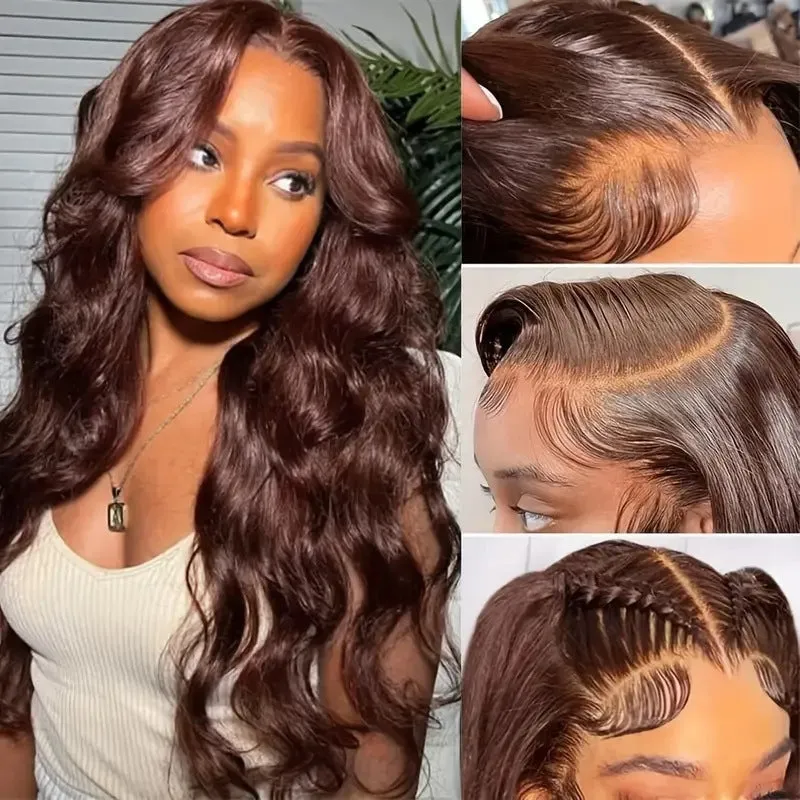 Women's long curly dark brown front lace wig with side bangs, exotic European American style
