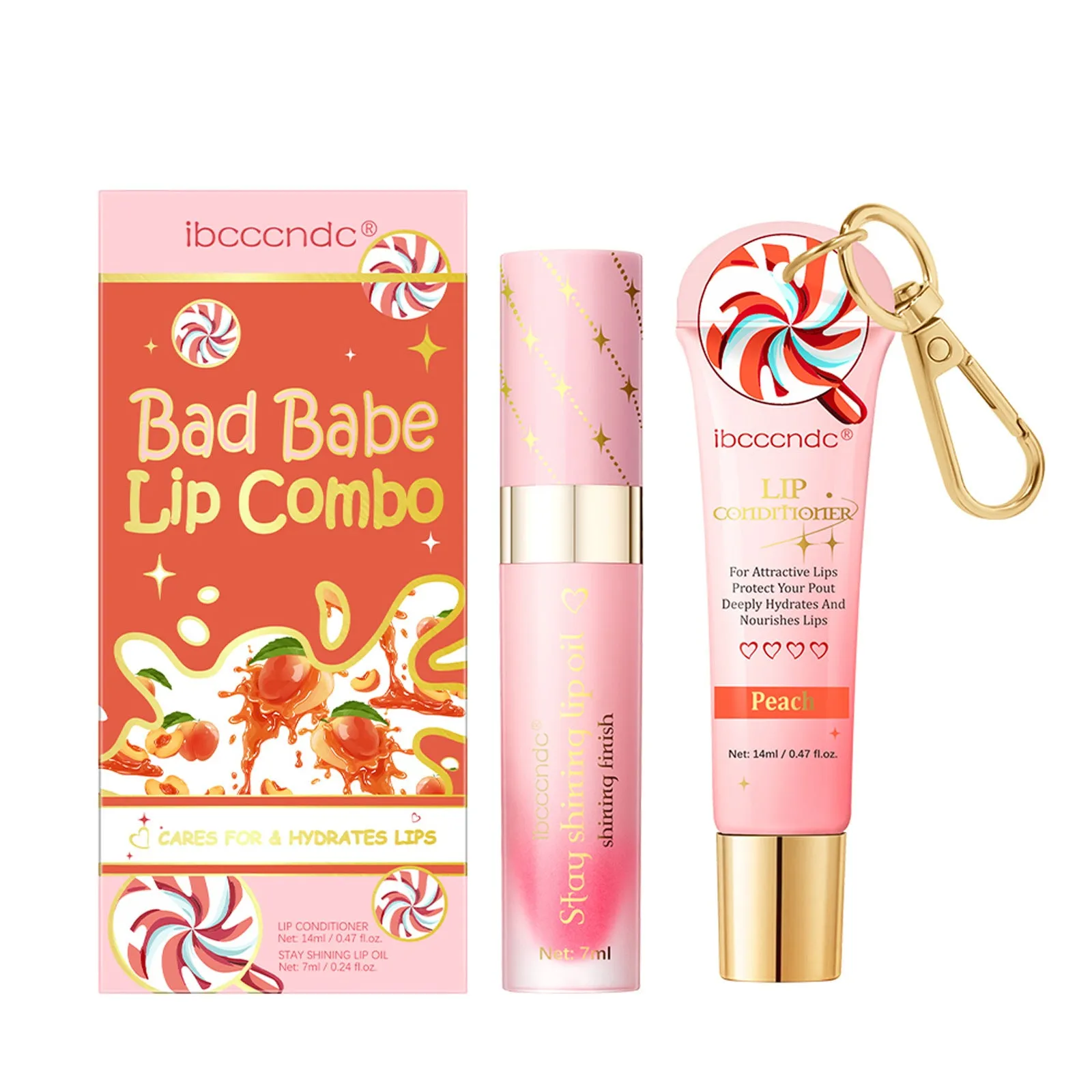 Ibcccndc peach flavour lip balm stick 14ml lasting moisturising lip care set