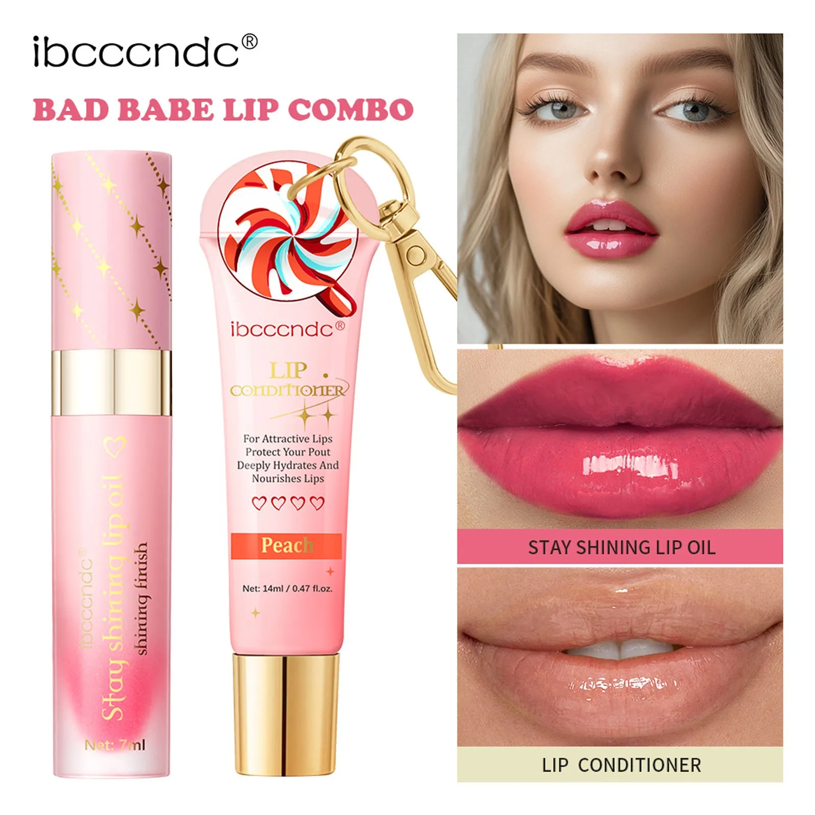 Ibcccndc peach flavour lip balm stick 14ml lasting moisturising lip care set
