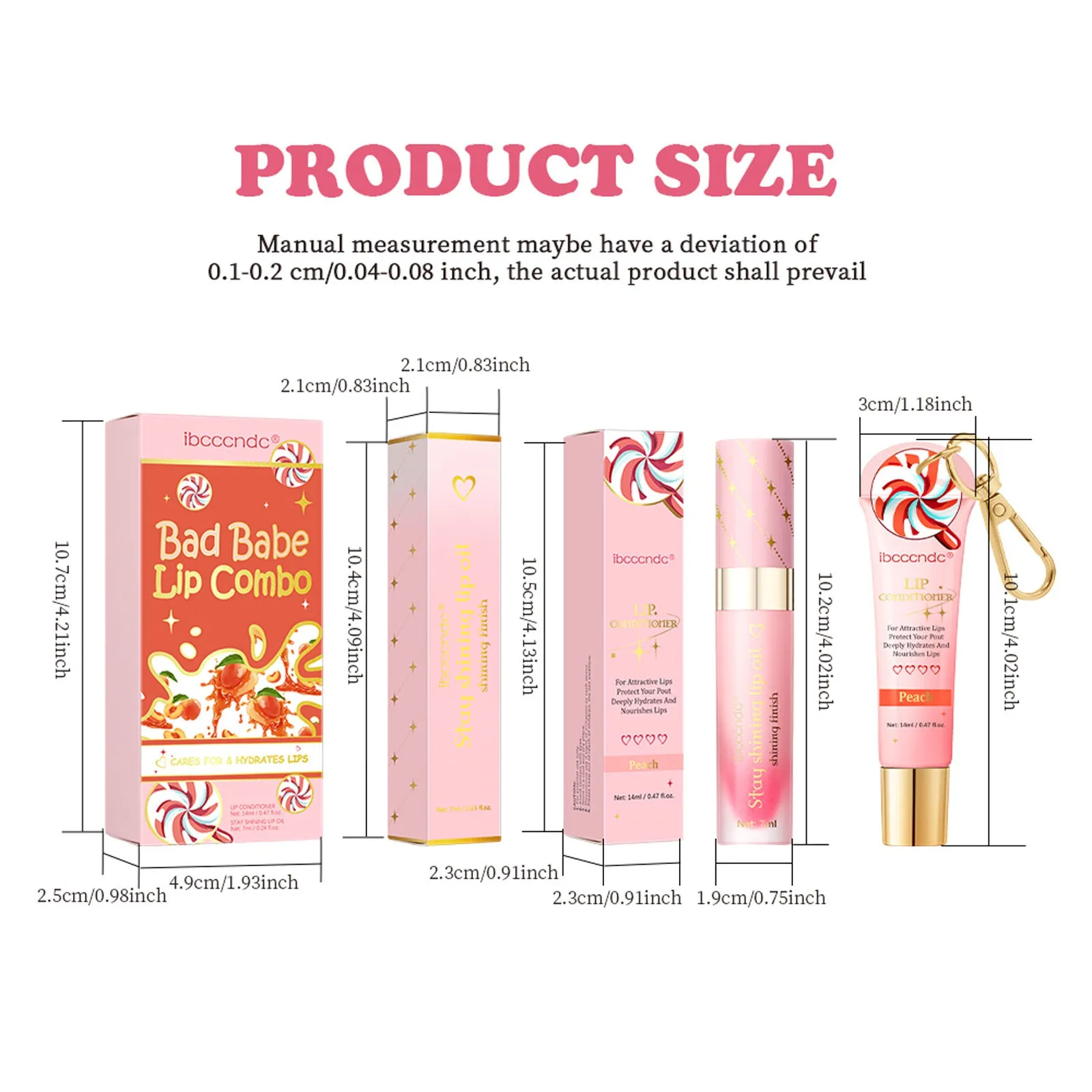 Ibcccndc peach flavour lip balm stick 14ml lasting moisturising lip care set