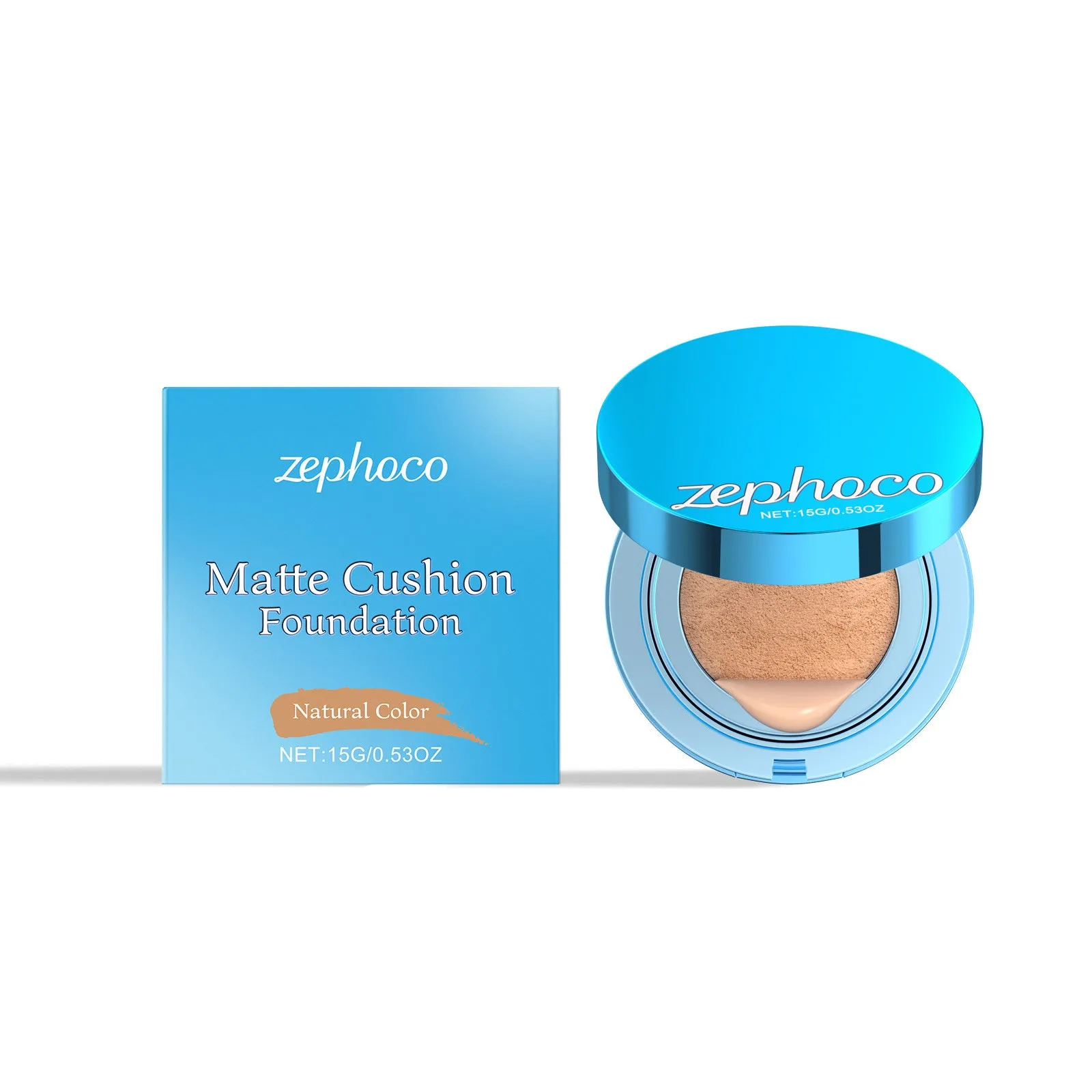 Matte concealer air cushion compact with puff in 15g size, three shade options