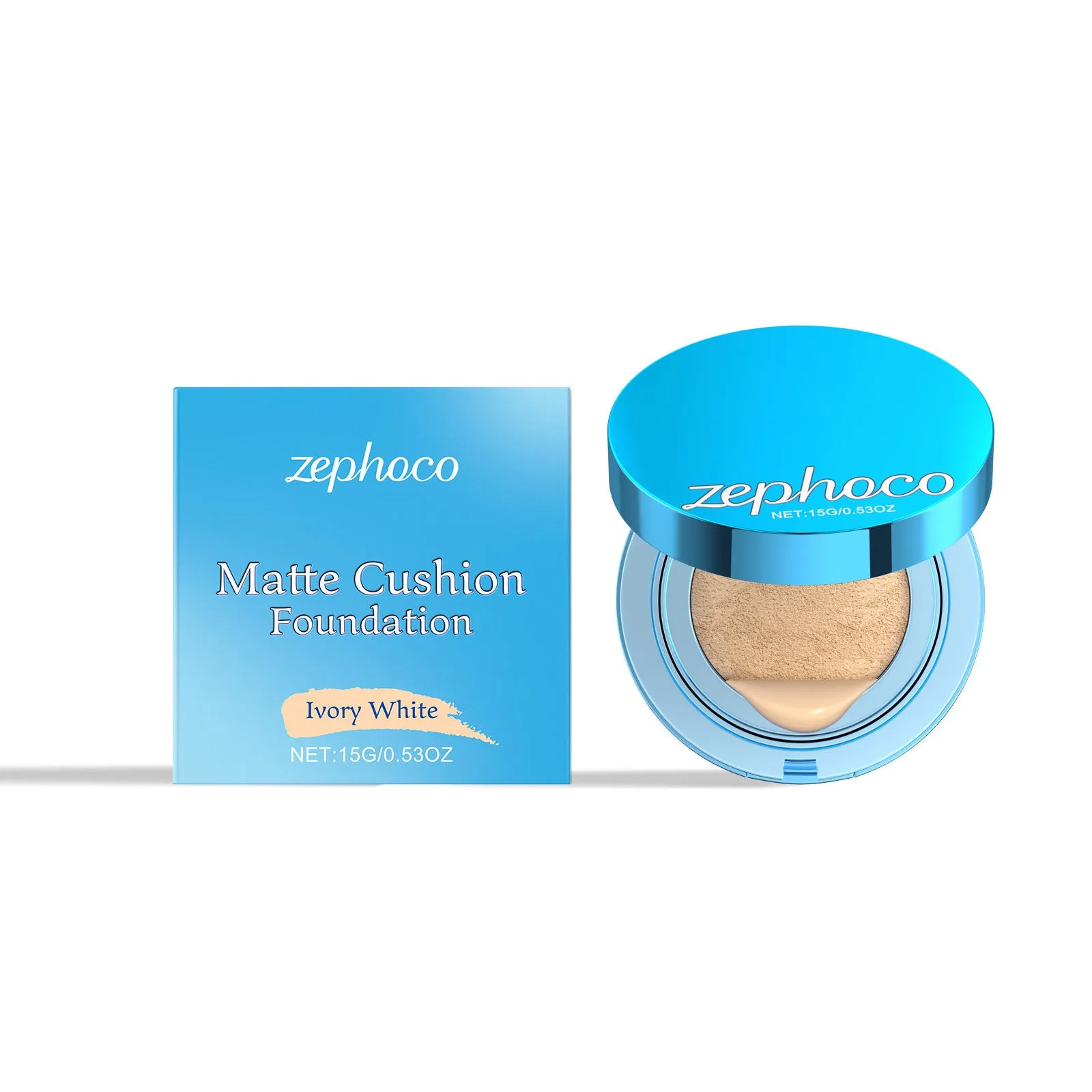 Matte concealer air cushion compact with puff in 15g size, three shade options