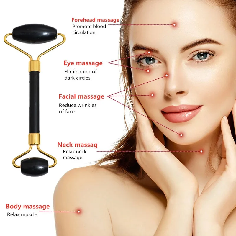 Black Bianstone beauty face care massage jade device bar for facial tension relief and Gua Sha