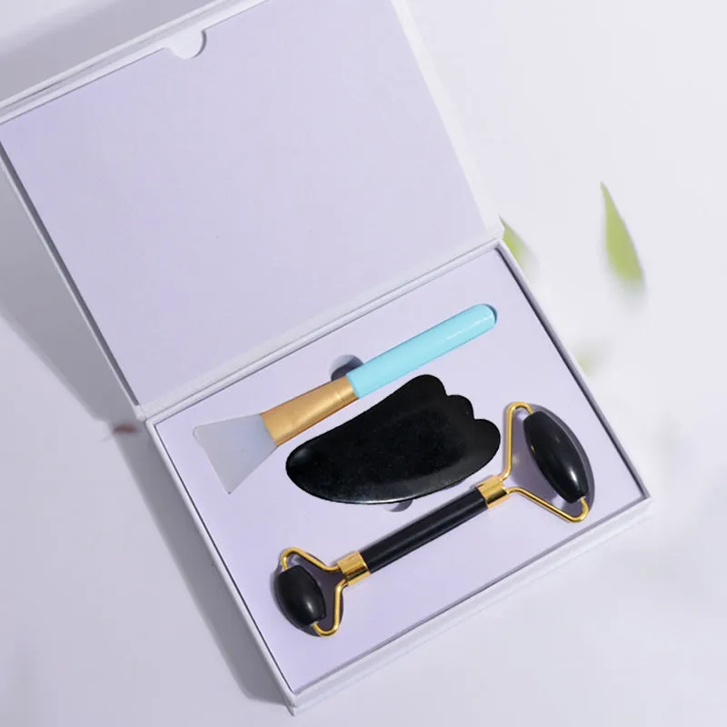 Black Bianstone beauty face care massage jade device bar for facial tension relief and Gua Sha