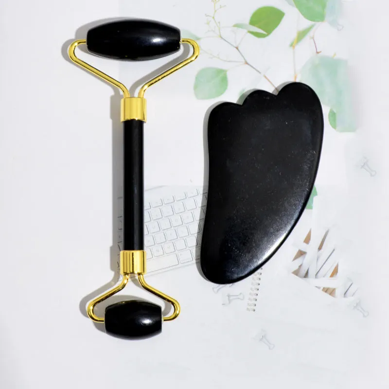Black Bianstone beauty face care massage jade device bar for facial tension relief and Gua Sha