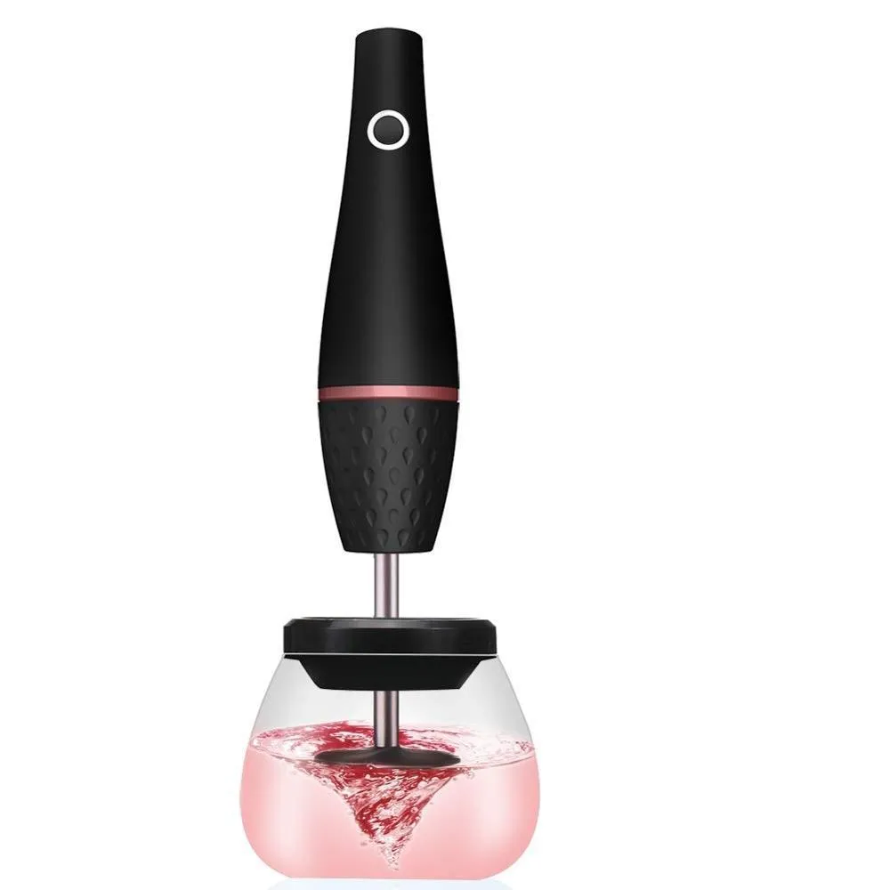 Black electric makeup brush cleaner with charging power source and ABS body