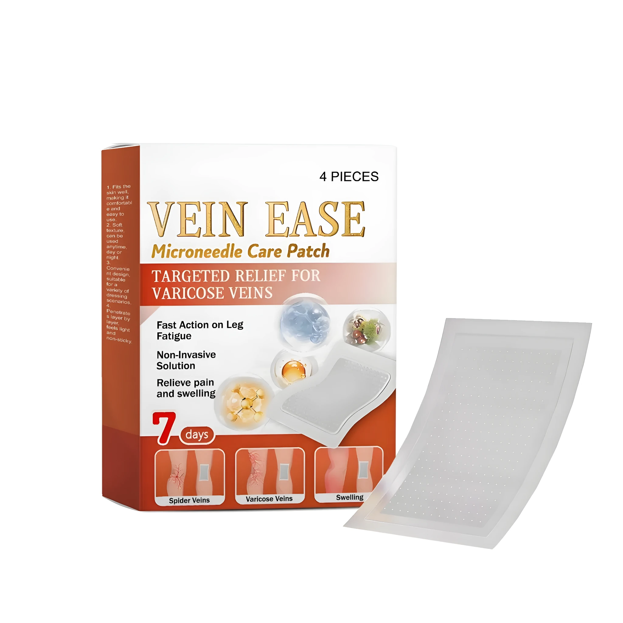 Leg soothing micro needle patch pack of 4 patches with chlorophyll and rutin active ingredients