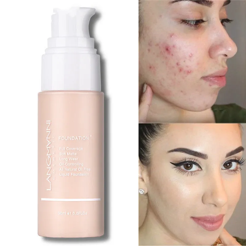 Liquid foundation oil control concealer in a squeeze tube with colour swatches showing 13 shade options