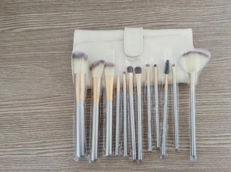 Persian makeup brush set with rice white bristles and champagne colour handles