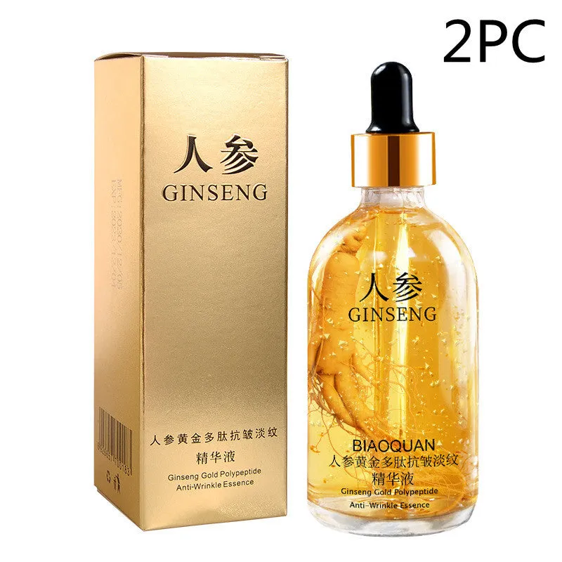 Firming and lifting skin care stock solution gold liquid in 100ml bottle with ginseng and Cordyceps essence